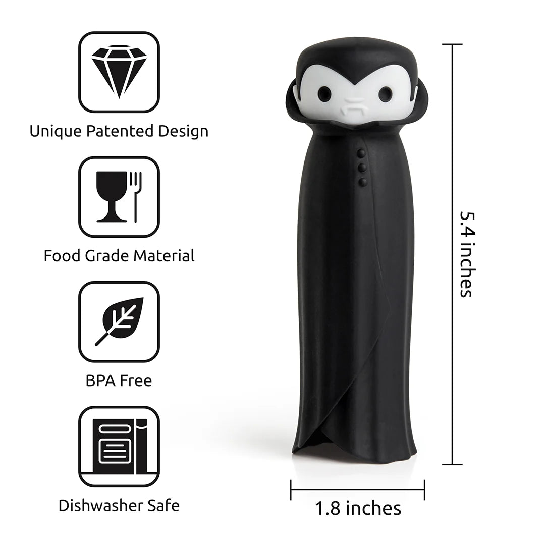 Drac N Roll: Cartoon vampire garlic peeler by OTOTO, BPA-free, dishwasher-safe.
