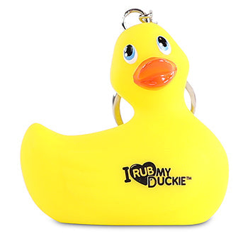 Keychain de pato amarillo "Me froto a mi pato"