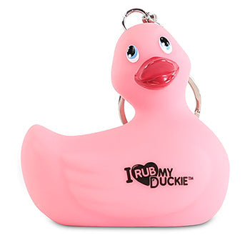 Keychain de pato rosa "eu esfrego meu patinho"