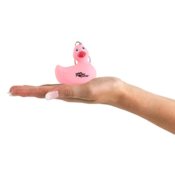 Portachiavi a forma di paperella rosa "I Strofina la mia paperella"