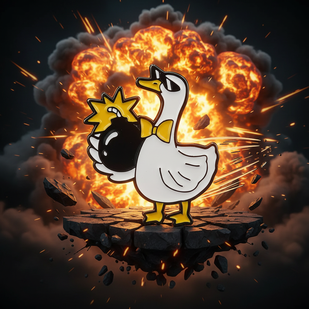 Pin's Canard Blanc avec Explosif