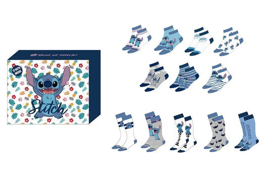 Caja de regalo con calendario de Lilo y Stitch: 12 pares de calcetines