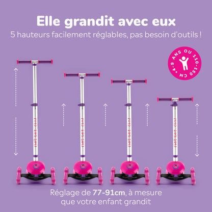 Trunki Trottinette pliante à 3 roues - Large 4-7 ans (Rose)