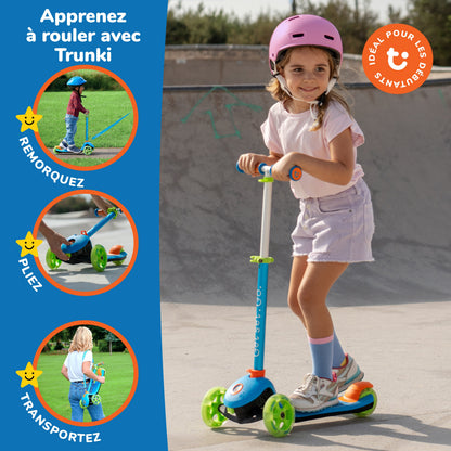 Trunki Trottinette pliante à 3 roues - Petite 2-5 ans (Bleue)
