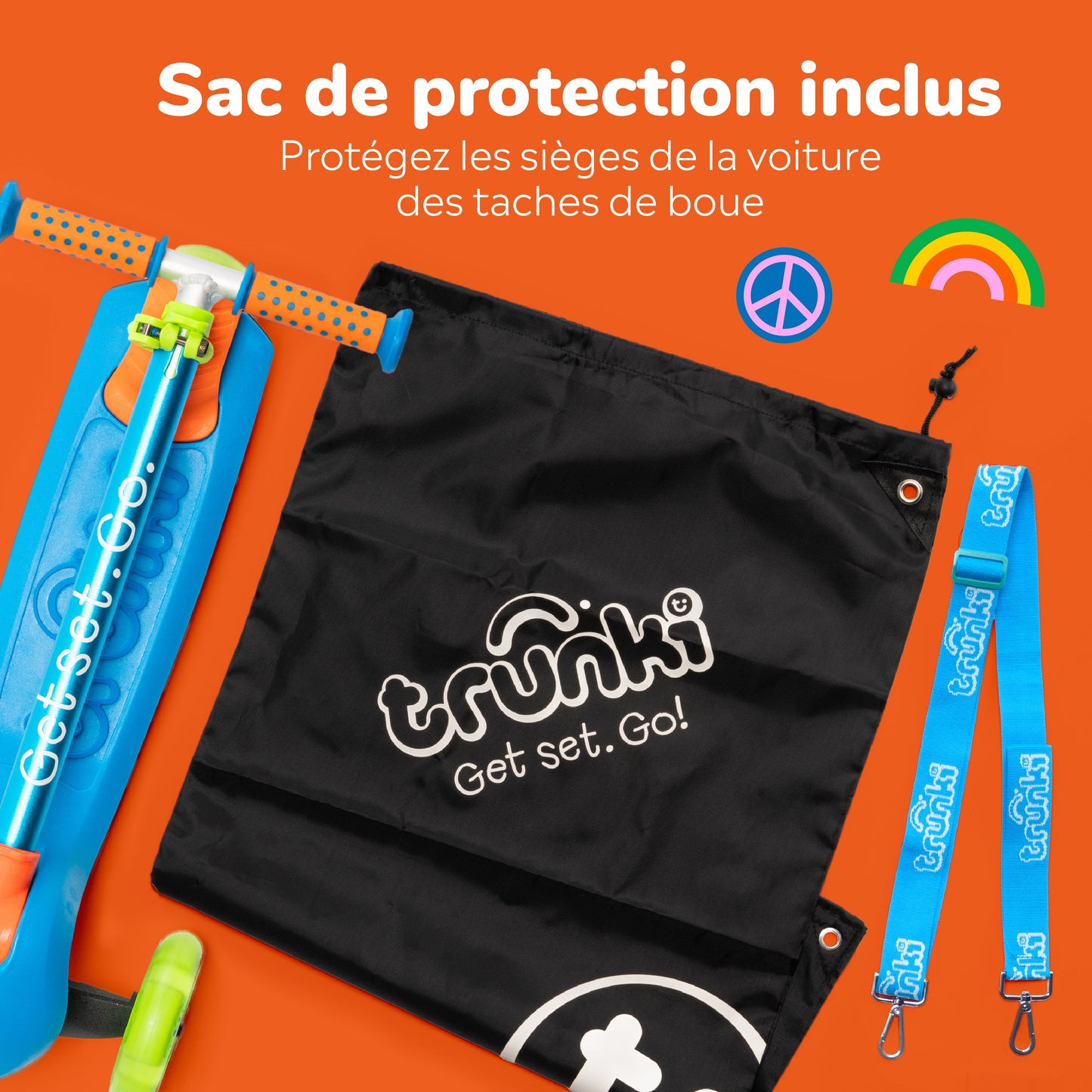Trunki Trottinette pliante à 3 roues - Petite 2-5 ans (Bleue)