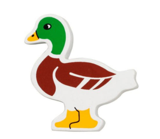 Figura de pato de alcantarilla de madera