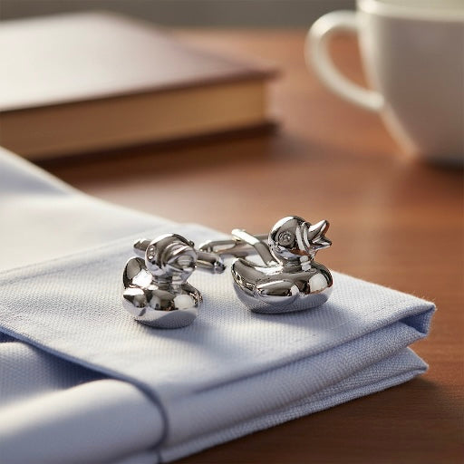 Silver Bath Duck Cufflinks