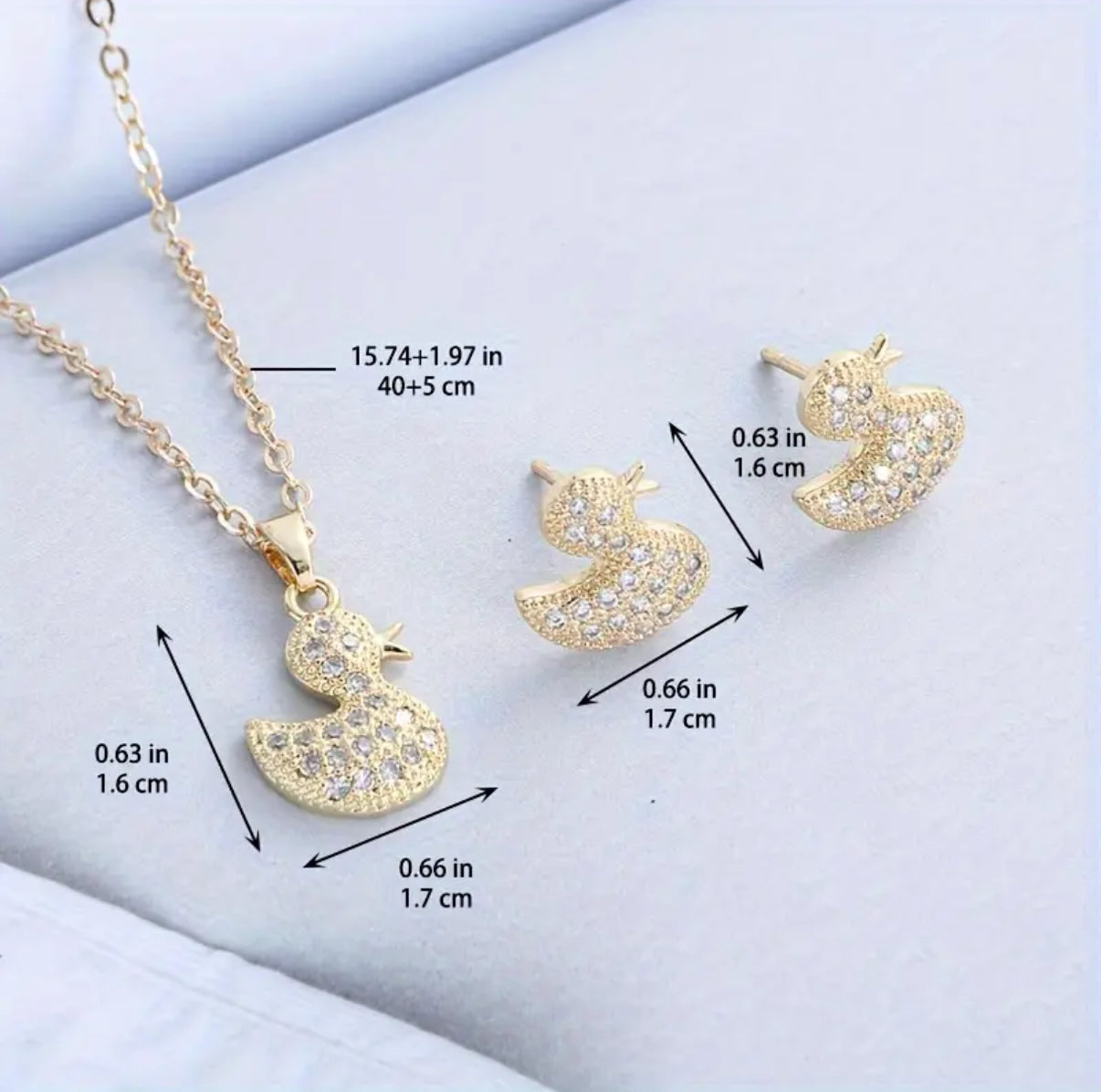 Matching Set Necklace with Pendant and Duck Earrings