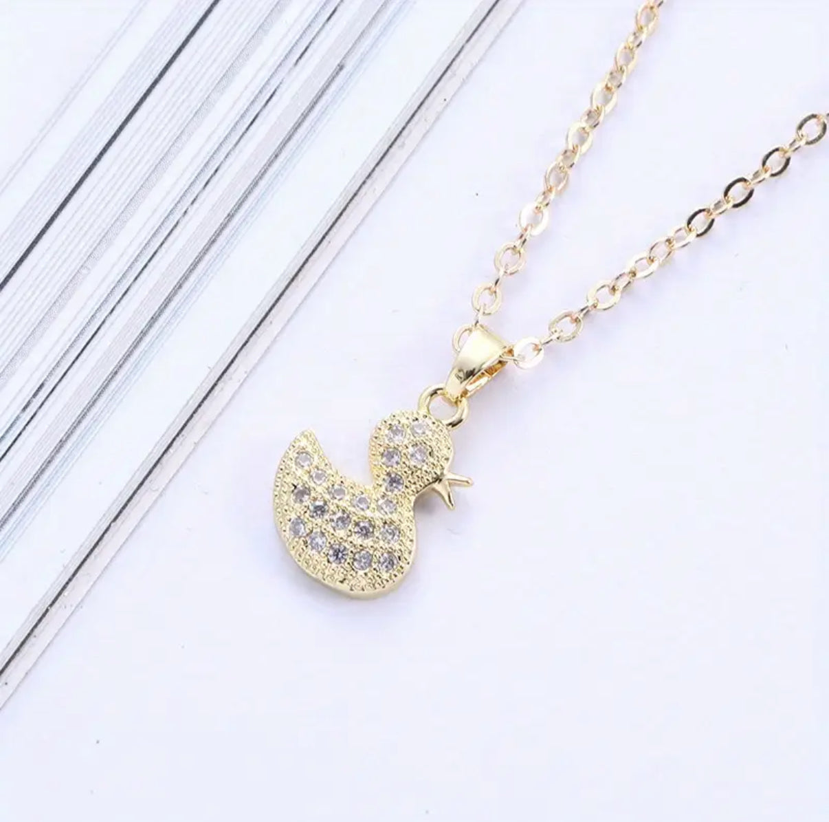 Matching Set Necklace with Pendant and Duck Earrings