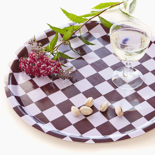 Grape CHECKER Round Serving Tray - 31 cm