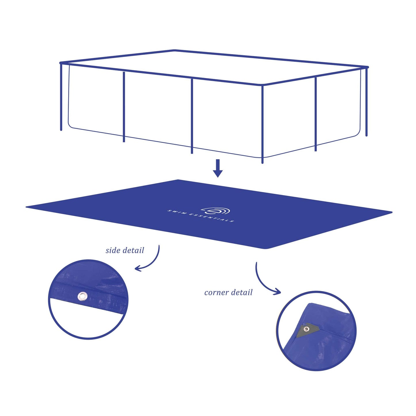 Ground Cover For Pool - Dark Blue - Elegance - 260 x 160 cm