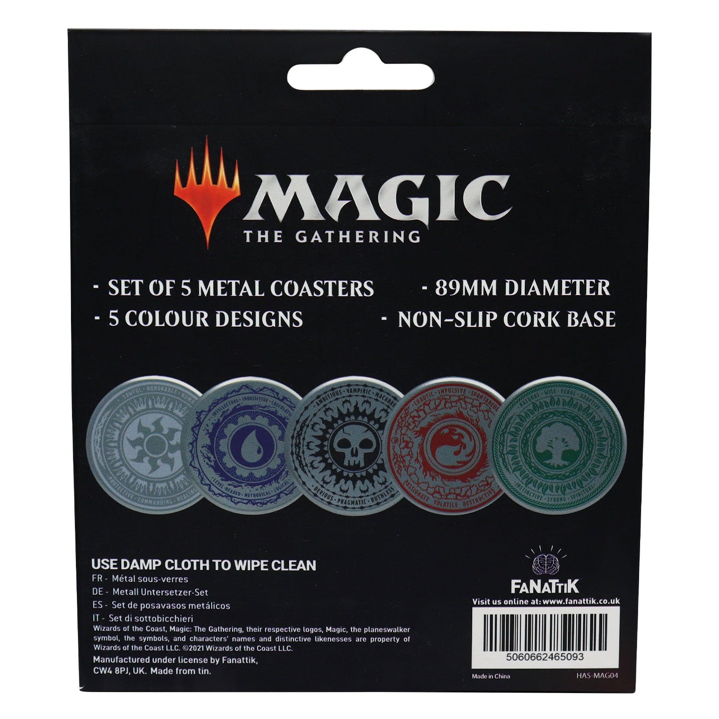 Magic the Gathering Set of 5 Mana Symbol Metal Coasters from Fanattik