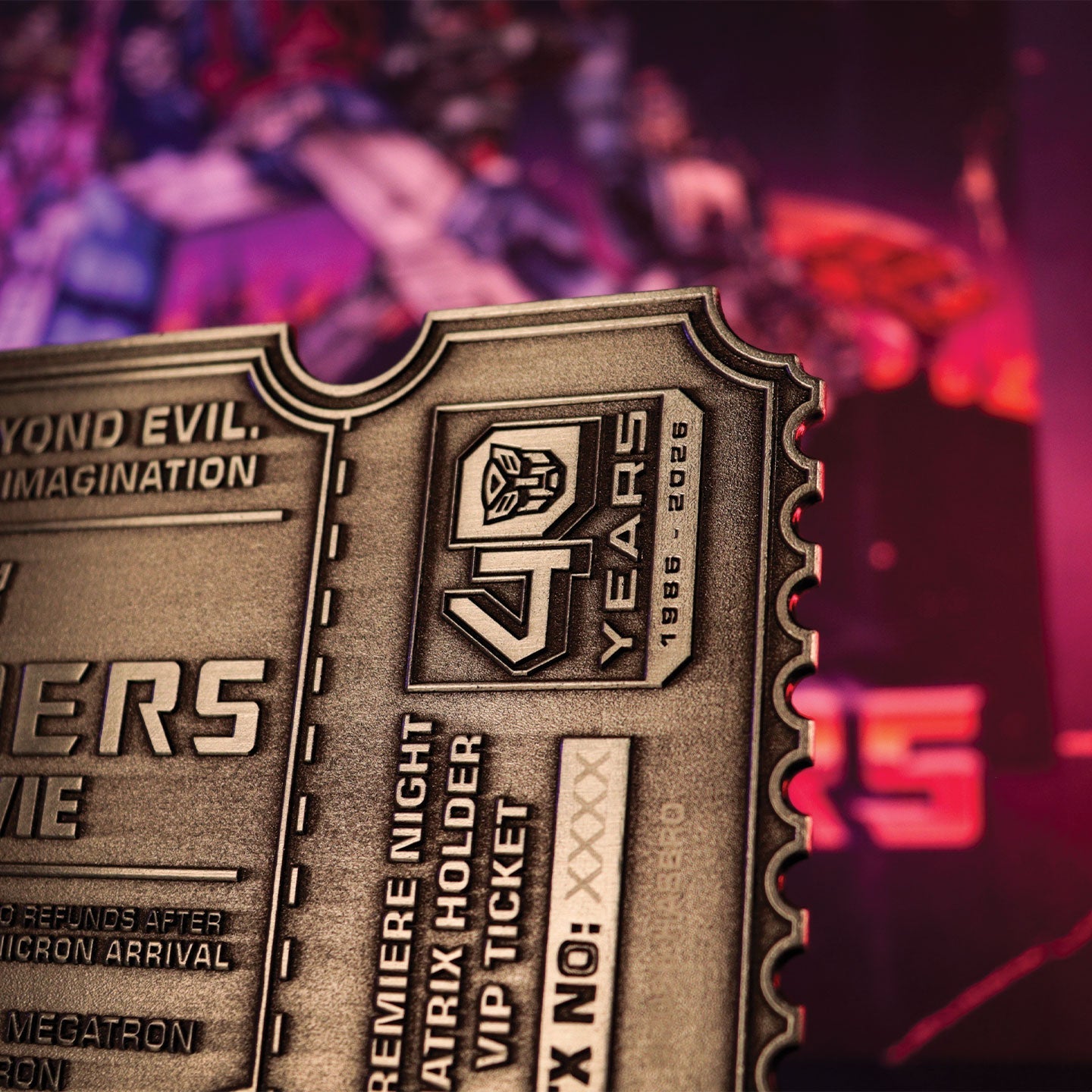 Réplique de ticket de cinéma en métal Transformers: The Movie, 40e anniversaire, par Fanattik