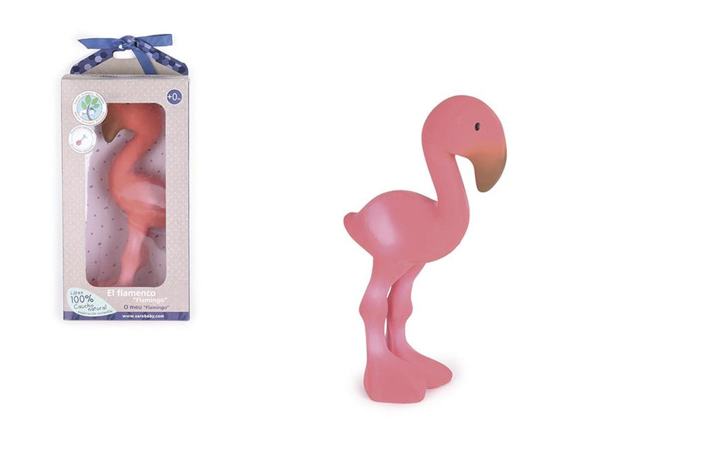 Hochet en Caoutchouc Naturel – Flamant Rose