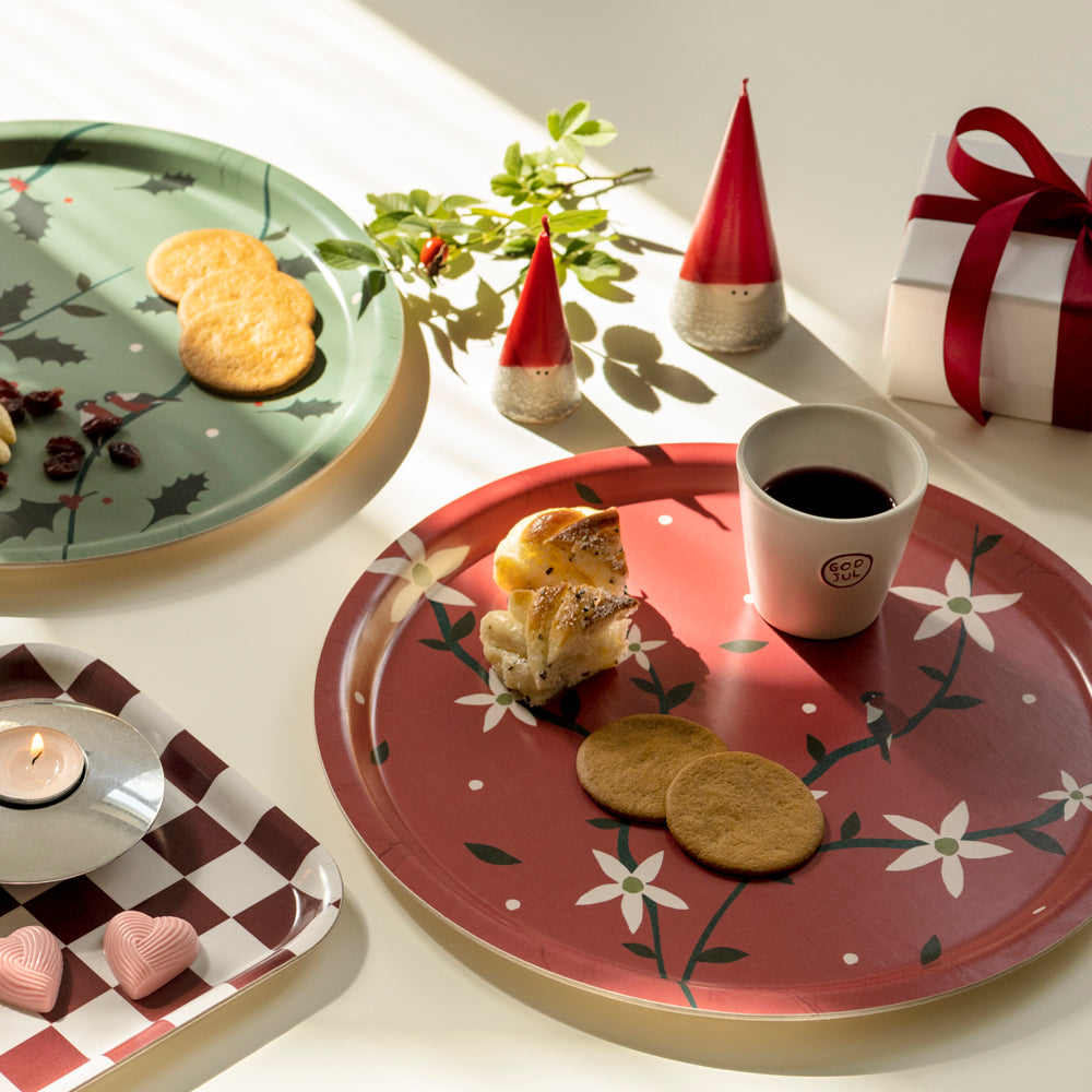 Holiday Flowers Round Serving Tray - 31 cm