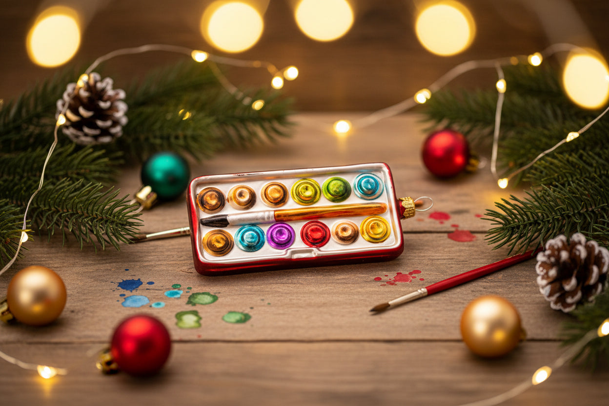 Adorno navideño, paleta de pinturas