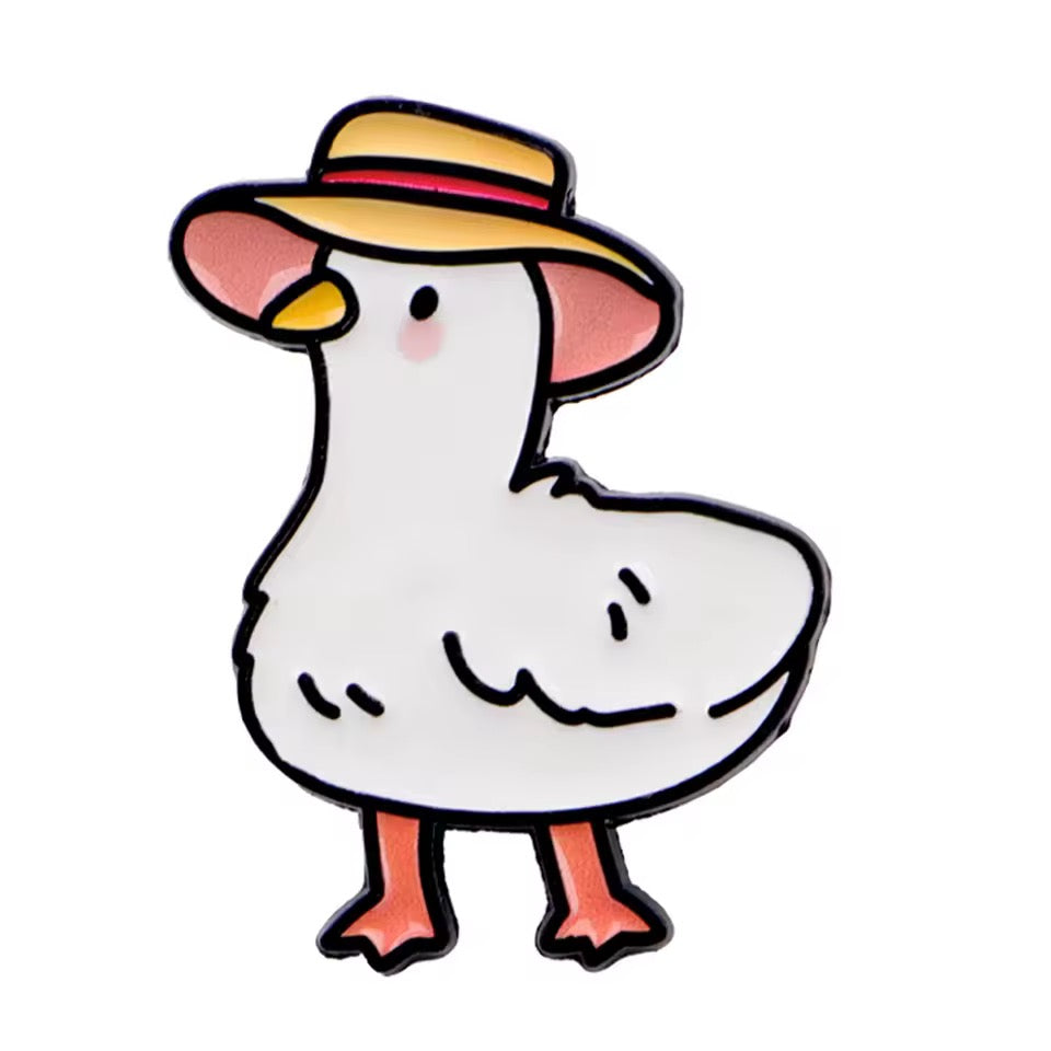 Pin’s Canard Blanc Chapeau de paille