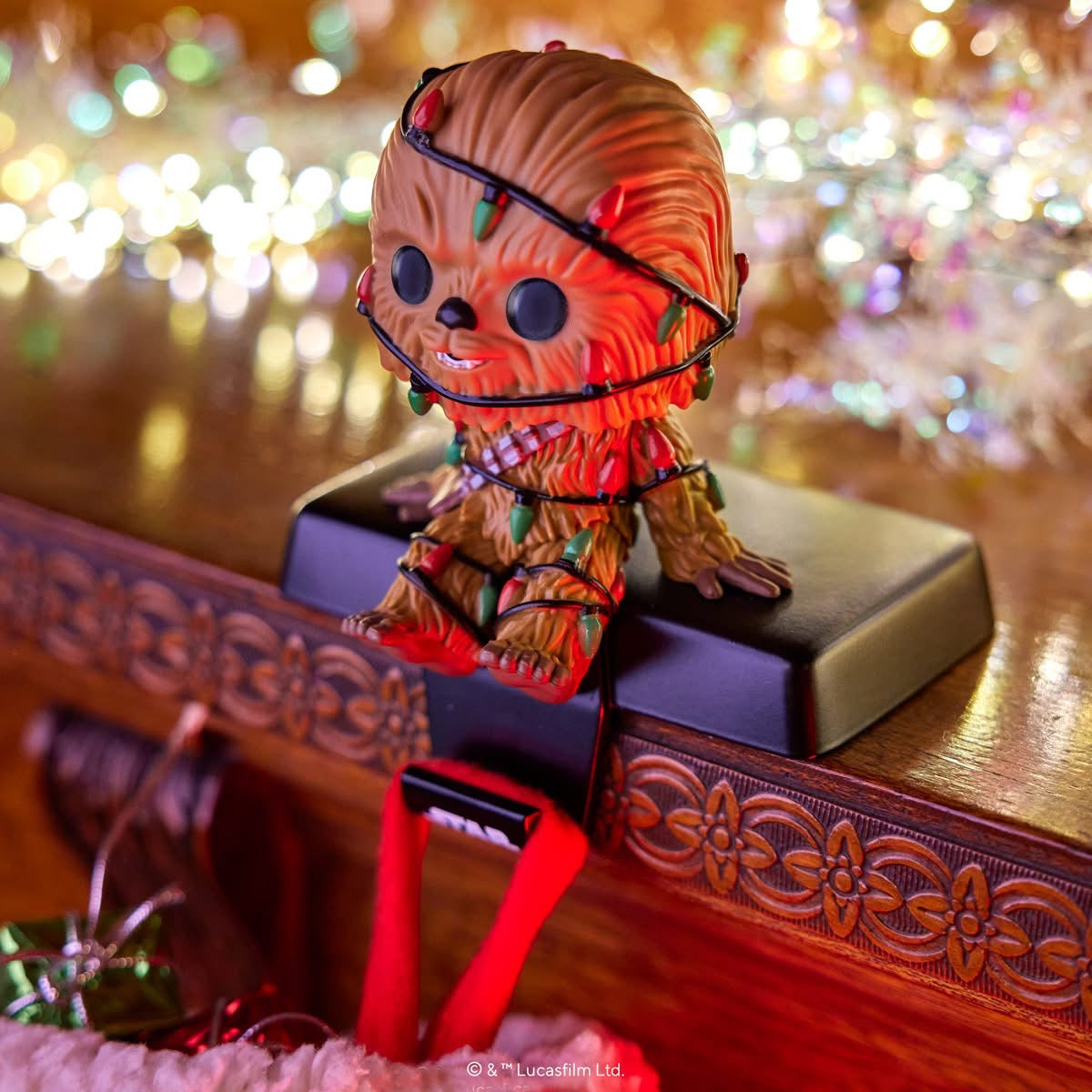 ポップ！クリスマスガーランド付きチューバッカのストッキングハンガー