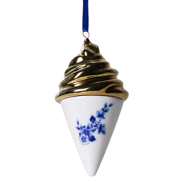 Enfeite de Natal - Cone de Gelado Dourado