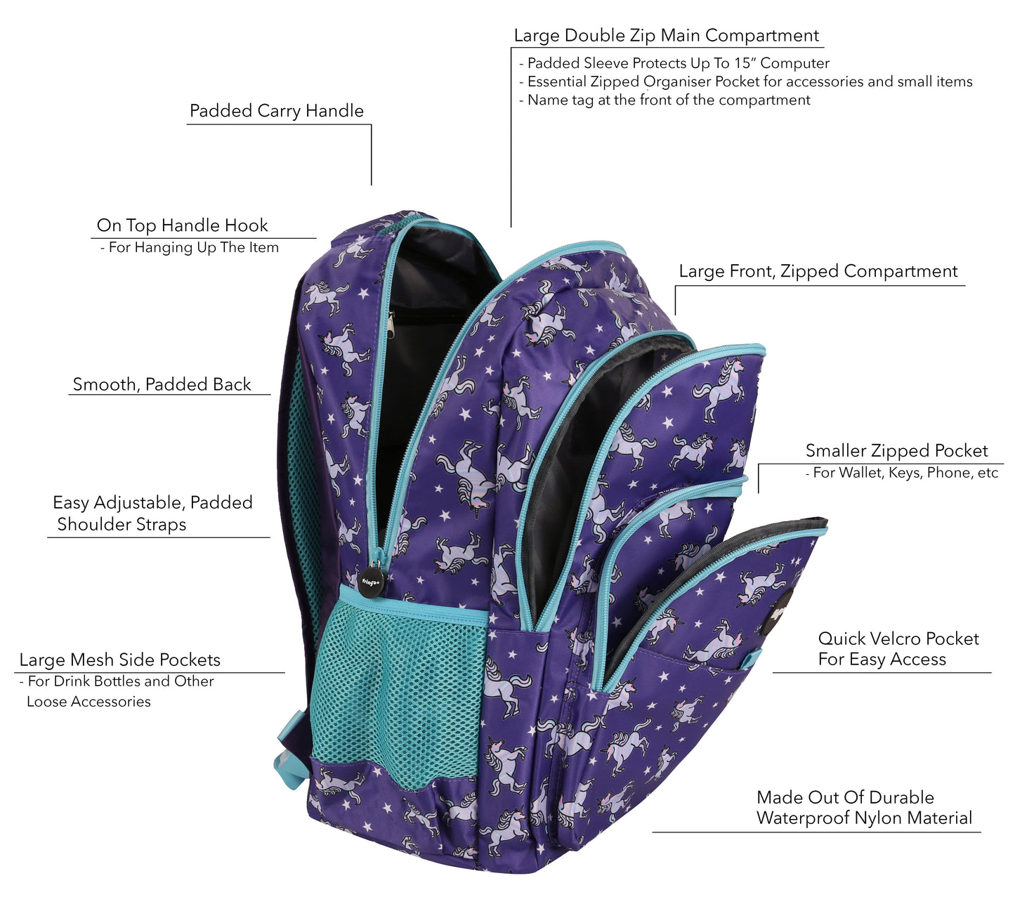 Sac à dos multicompartiment – licorne Sky
