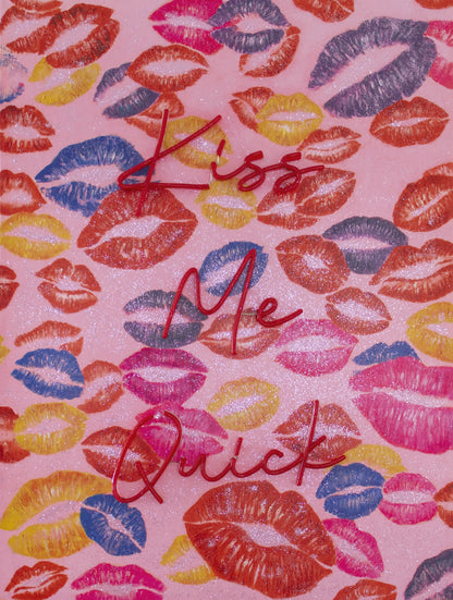 'Kiss Me Quick' Wall Artwork with LED Neon - STANDARD