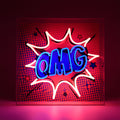 「OMG」大型ガラスネオンボックスサイン