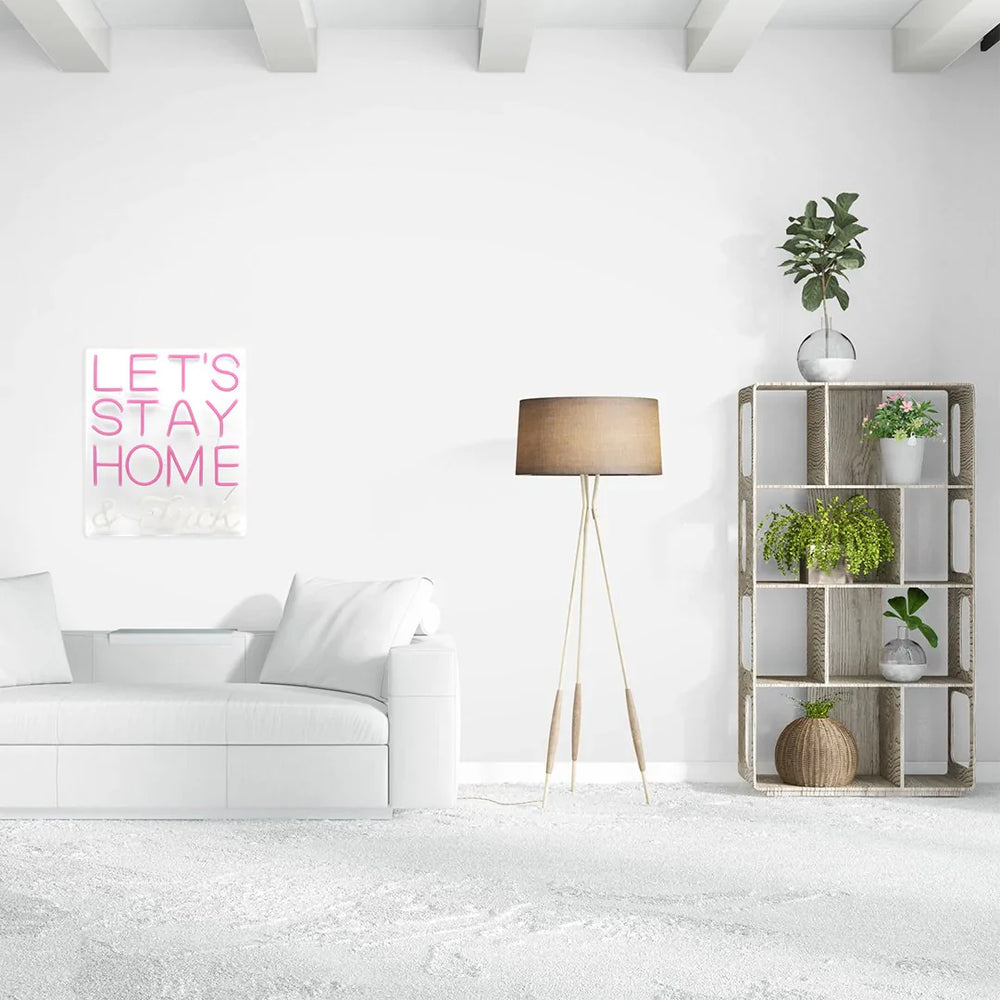 Wand-Neon Let's Stay Home and F*ck - Rosa