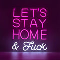 Wand-Neon Let's Stay Home and F*ck - Rosa