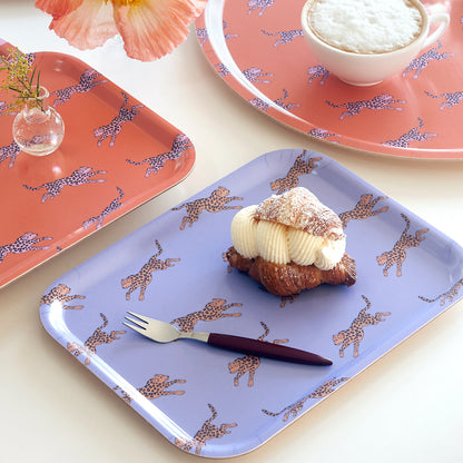 Orange Leopard Round Serving Tray - 38 cm