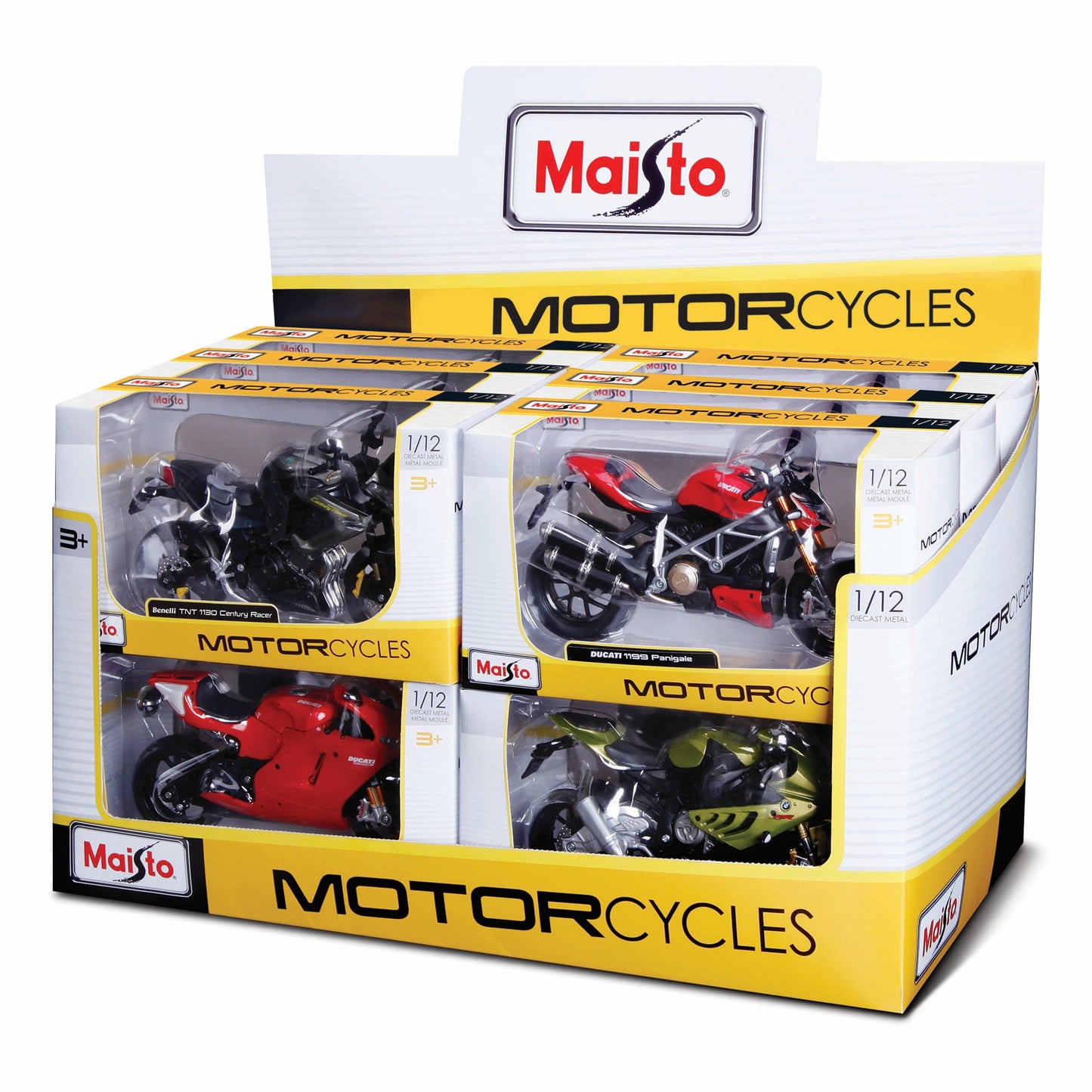 ASSORTIMENT DE MOTO 1:12 - DISTRIBUTEUR 12 PIÈCES
