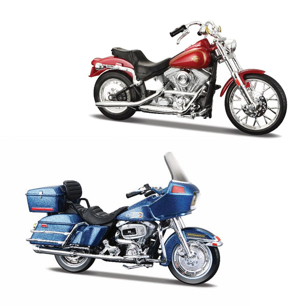 1:18 HARLEY DAVIDSON DECADE DUOS 80'S- 1980 FLT TOUR GLIDE & 1984 FXST SOFTAIL