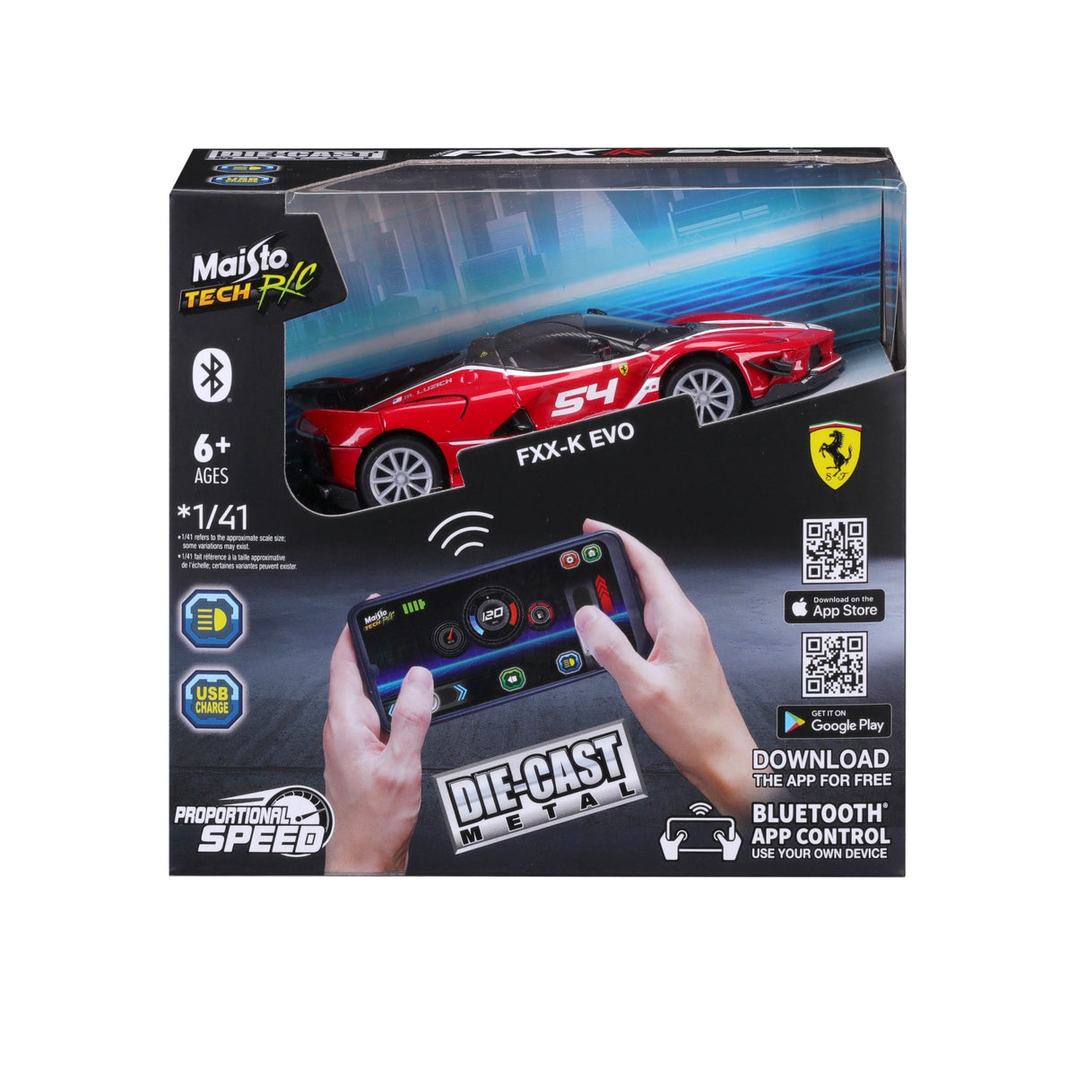 MINI-VOITURE TÉLÉCOMMANDÉE EN MÉTAL MOULÉE SOUS PRESSION BLUETOOTH FERRARI FXX-K EVO AVEC BOÎTE DE FENÊTRE 1:41