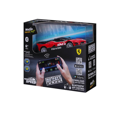 MINI-VOITURE TÉLÉCOMMANDÉE EN MÉTAL MOULÉE SOUS PRESSION BLUETOOTH FERRARI FXX-K EVO AVEC BOÎTE DE FENÊTRE 1:41