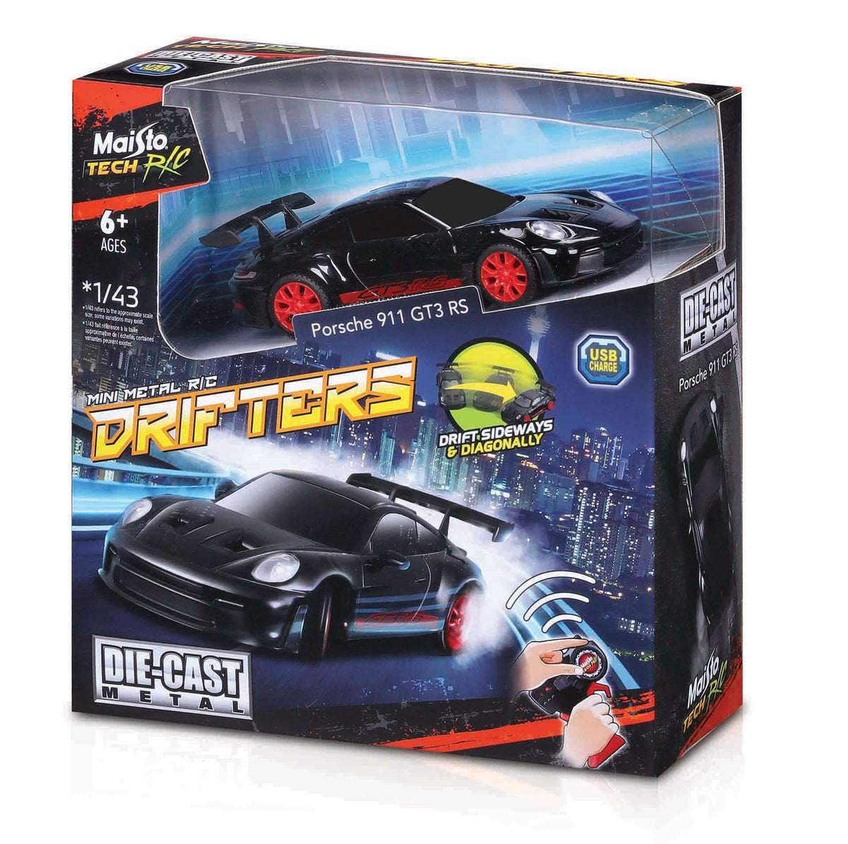 Voiture télécommandée Drifter Porsche 911 GT3RS 2,4 GHz à l'échelle 1:24