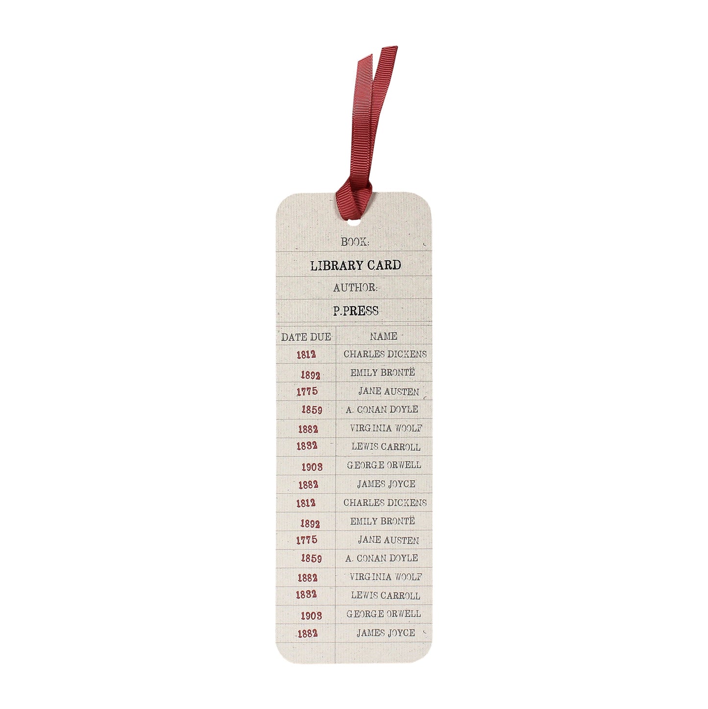Marque-page papier Pulteney Press - Library Card