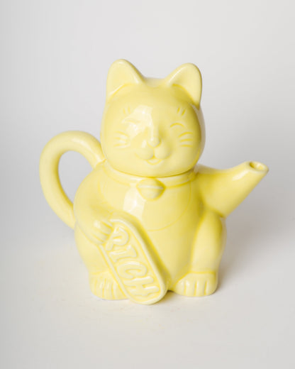 Théière Chat Chanceux Jaune
