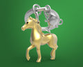 Porta-chaves cavalo de corrida dourado