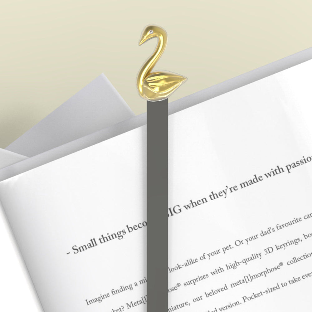 Lesezeichen Schwan Gold