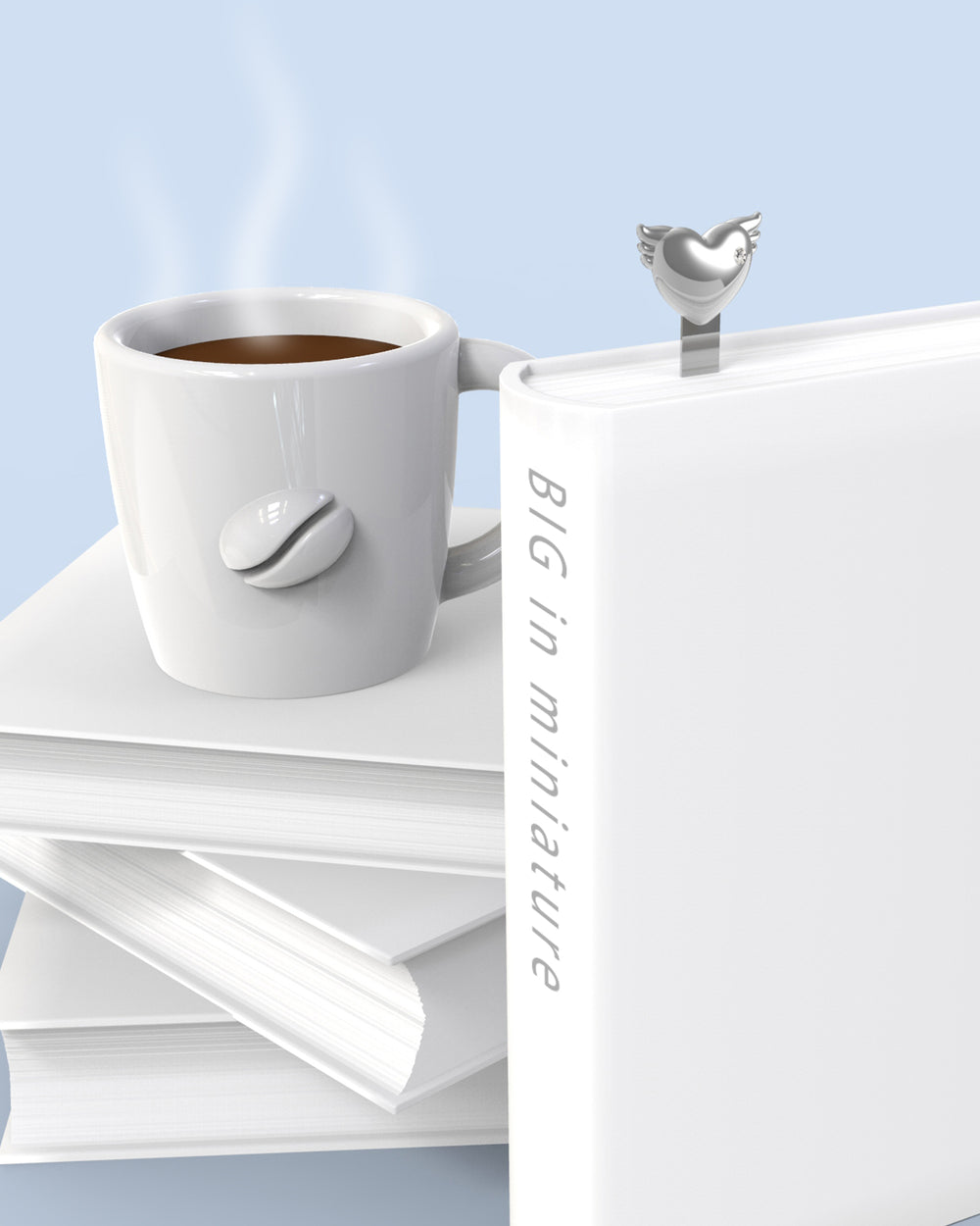 Marcador de Livro Coração Alado Prateado