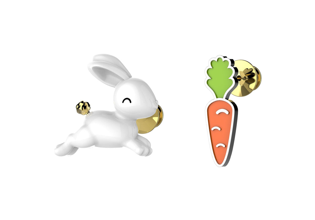 Rabbit and Carrot Pin