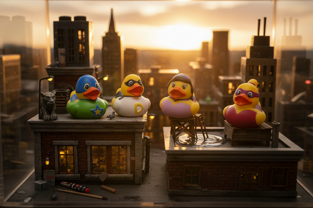 Mini patos superhéroes