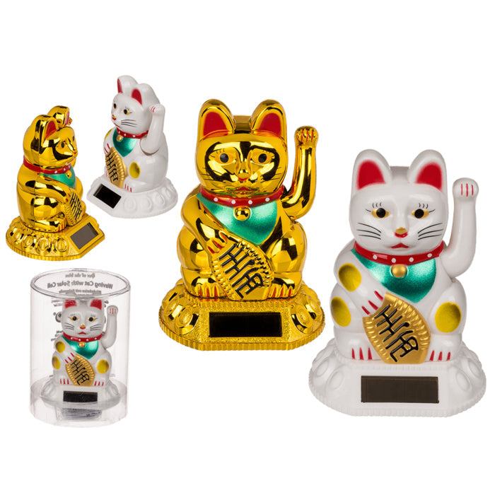 Mini Solar White Lucky Cat