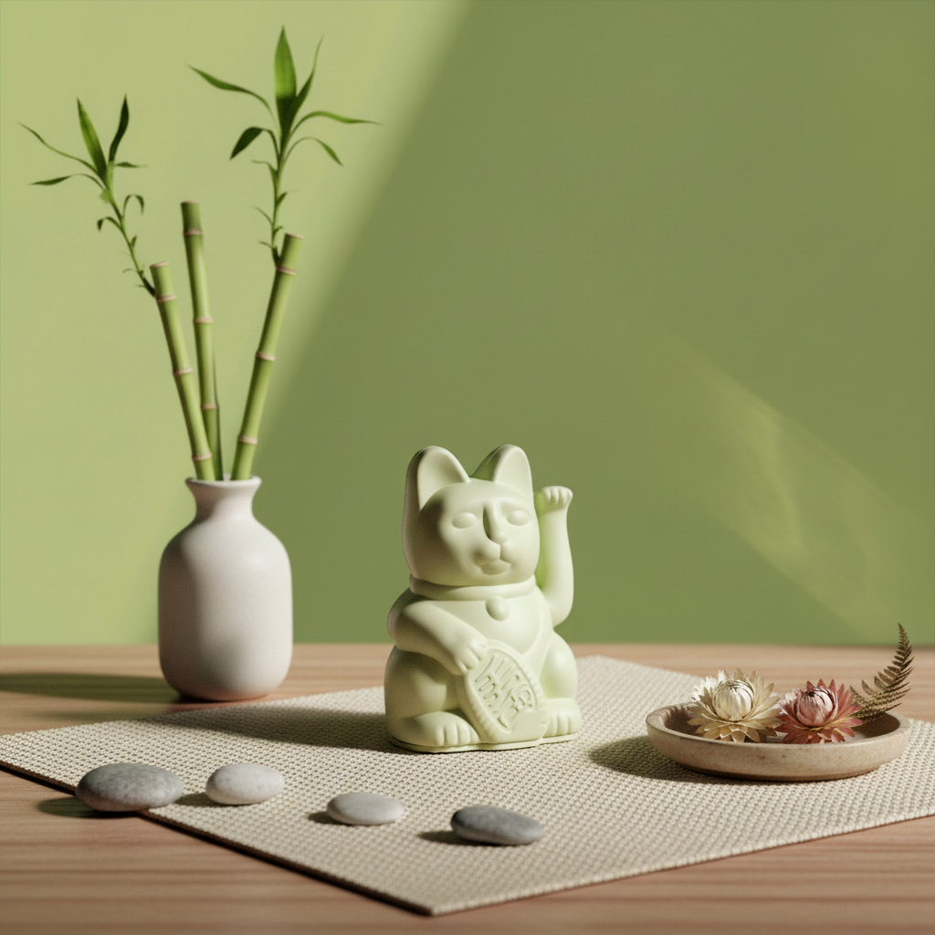 Mini Chat Chanceux Vert Clair