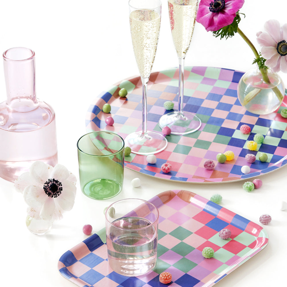 Multicolor Checker Rectangular Serving Tray - 27x20 cm