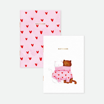 Duo Together Cats - ミニノート A6 DUO