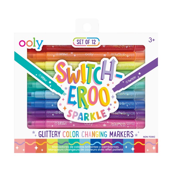 Feutres à changement de couleur pailletés Switch-Eroo – Lot de 12 – OOLY