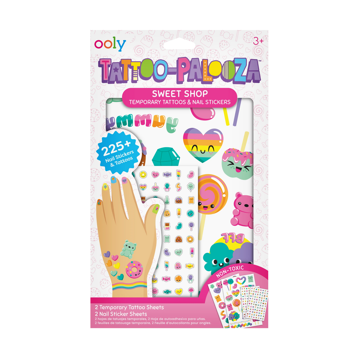 Tatouages et stickers pour ongles Tattoo-Palooza Confiserie – Plus de 225 OOLY — emballage vu de face
