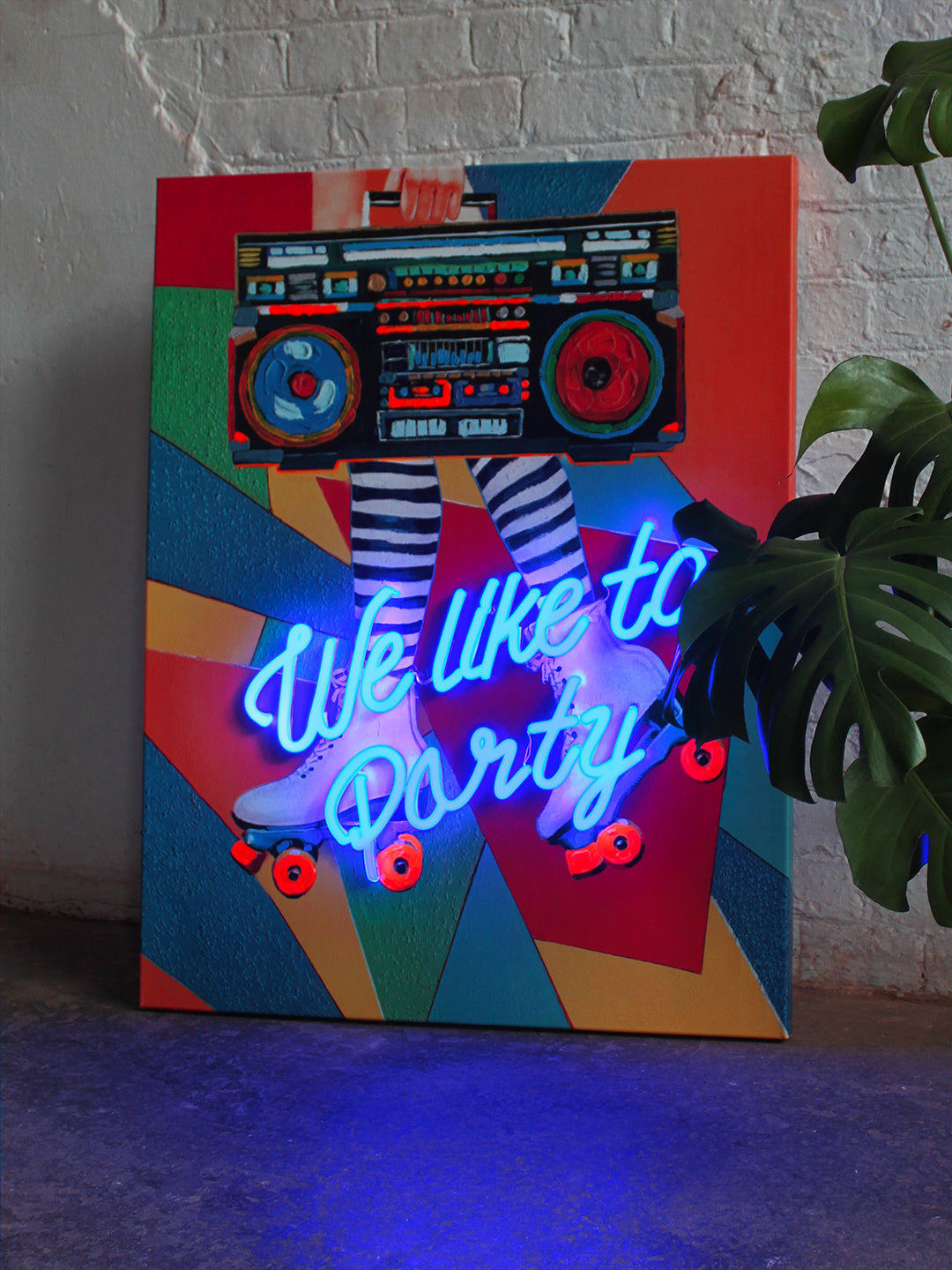 'We Like to Party' Wall Artwork with LED Neon - SMALL