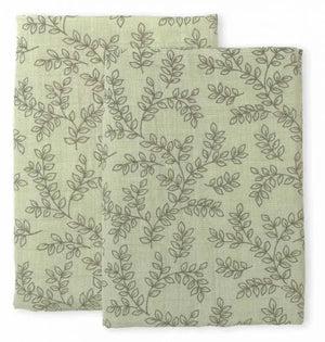 Set di 2 Mussoline in Cotone Biologico – Feuilles Sauge