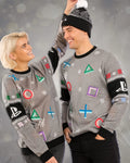 Símbolos de suéter de Navidad PlayStation Gris